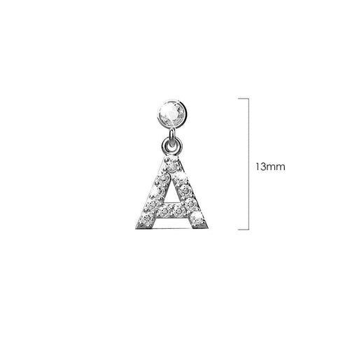 Solid 925 Sterling Silver Initial Crystal Personalised Alphabet Letter Earrings